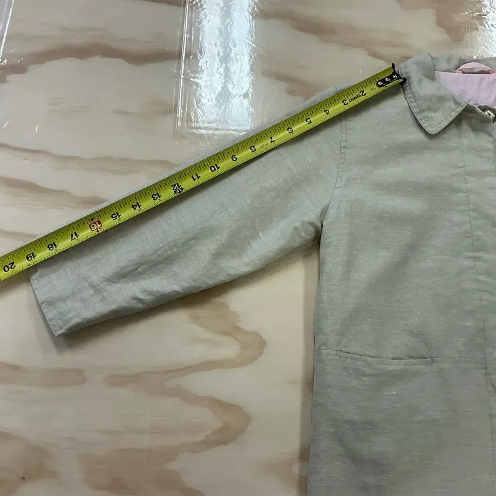 Jacadi Linen‎ Cotton Blend Minimalist Spring Summer Trench Coat Beige Neutral 8Y